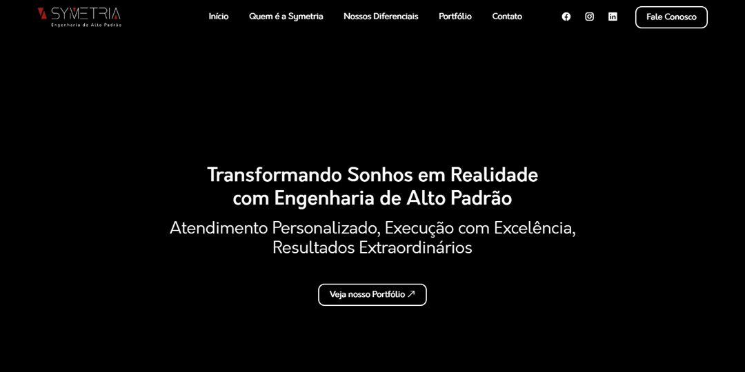 Site da Symetria Engenharia